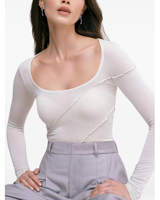 MARCELLA White Melody Ruffled Long-Sleeve Top