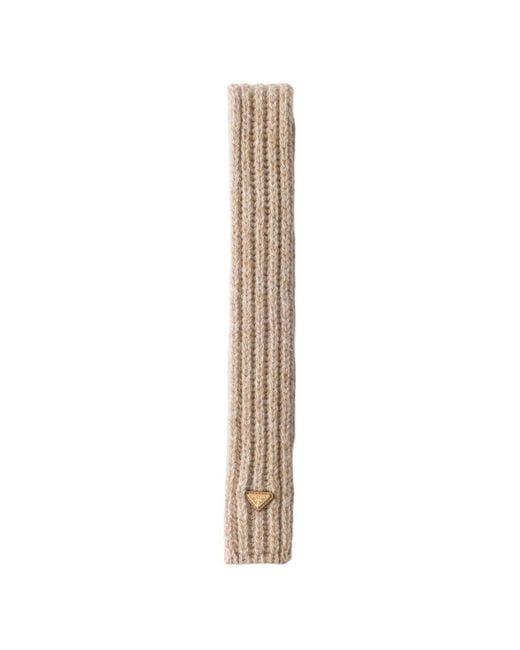 Prada White Wool And Mouliné Cashmere Scarf