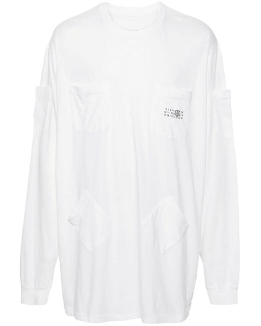 MM6 by Maison Martin Margiela White Numbers-motif Cotton T-shirt for men