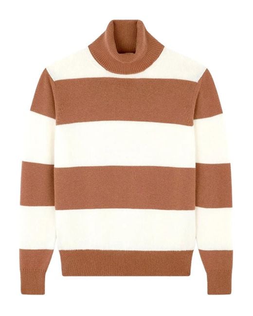 Paul & Shark Brown Turtleneck Striped Sweater