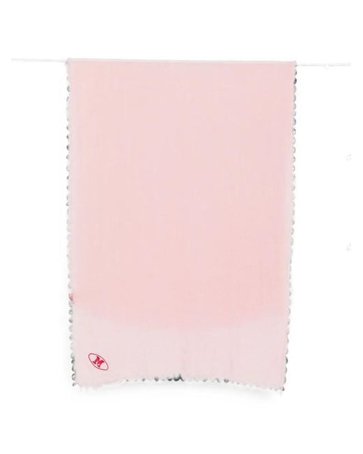 Missoni Pink Logo-Embroidered Frayed Scarf