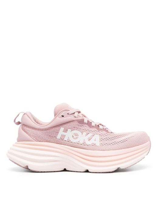 Hoka One One Pink Bondi 8 Lace-up Sneakers