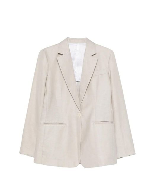 PT Torino White Lidia Single-Breasted Notched-Lapels Blazer