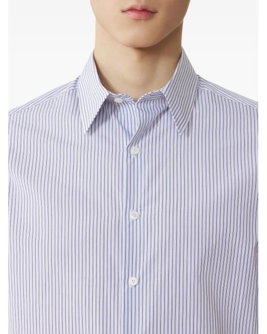 Lanvin Blue Striped Buttoned Shirt for men