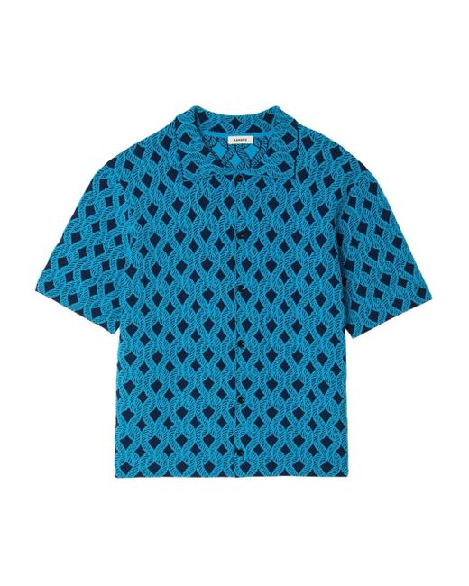 Sandro Overhemd Met Korte Mouwen En Patroon in het Blue voor heren