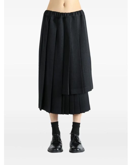 Pleated asymmetric midi skirt Comme des Garçons de color Black