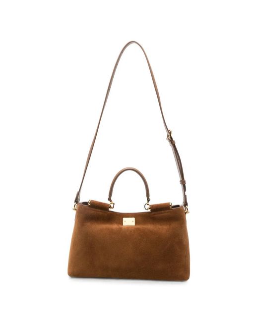 Dolce & Gabbana White Sicily Logo-Plaque Tote Bag