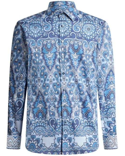 Etro Overhemd Met Print in het Blue voor heren
