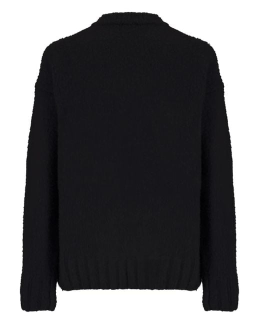Laneus Black Crew-Neck Wool Sweater for men