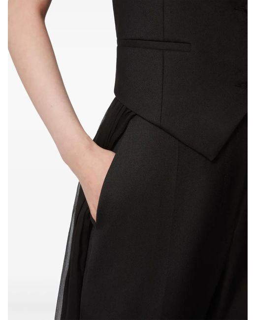 Nina Ricci Blue Wool Gabardine Flared Trousers