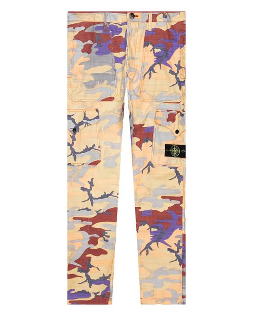 Stone Island Cargo Broek Met Camouflageprint in het Orange voor heren