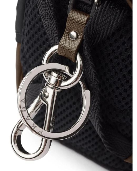 Prada Black Mini Icon Re-Nylon Keyring Charm for men