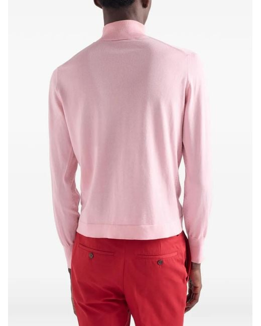 Prada Pink Ribbed Turtleneck Sweater for men