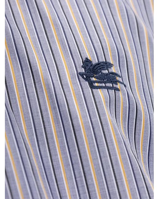 Etro Purple Striped Logo-Embroidered Shirt for men