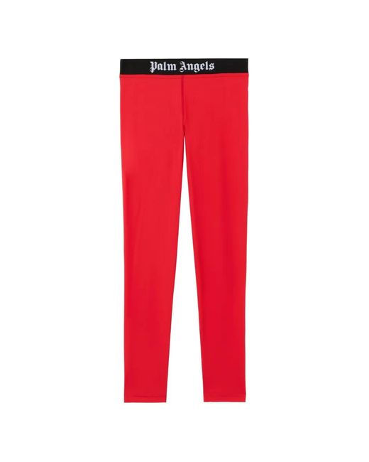 Palm Angels Red Logo Elasticated Leggings