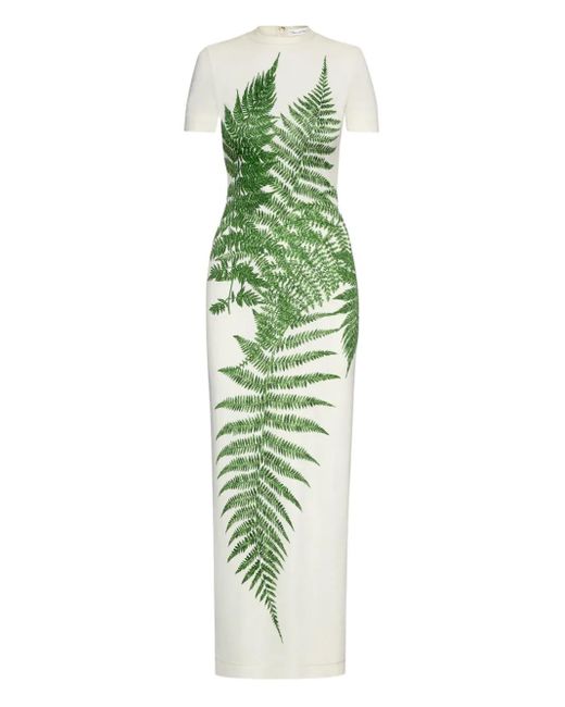 Oscar de la Renta プリント マキシドレス Green