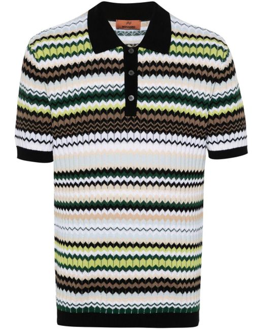 Missoni Geweven Poloshirt Met Zigzag Patroon in het Green voor heren