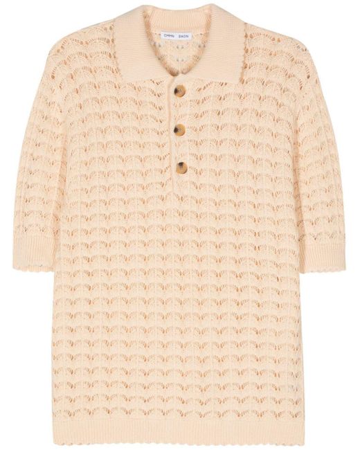 Cmmn Swdn Natural Crochet-knit Cotton Polo Shirt for men