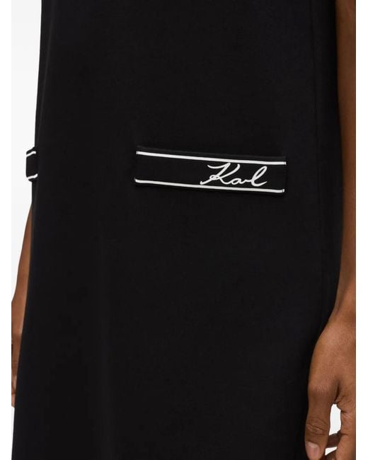 Karl Lagerfeld Black Piped T-Shirt Dress