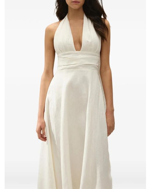 Faithfull The Brand White Bianca Halter-Neck Midi Dress