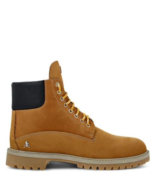 Philipp Plein Brown Logo-Plaque Boots for men
