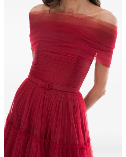 Ana Radu Red Off-Shoulder Tulle Dress
