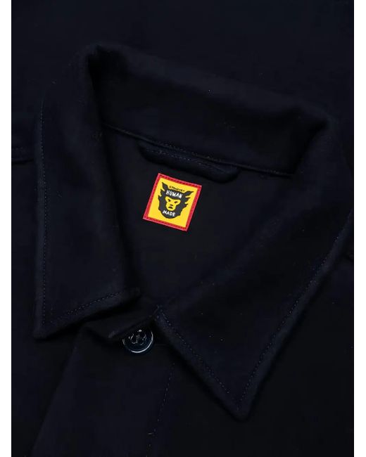 Human Made Blue Embroidered-Logo Overshirt for men