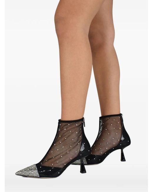 Jimmy Choo Gray Crystal-Embellished Mesh Boots