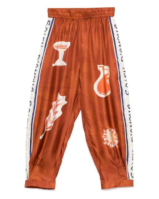 ALÉMAIS Orange Soleil D'Amour Print Trousers