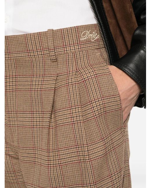 Drole de Monsieur White Check-Pattern Pleated Trousers for men
