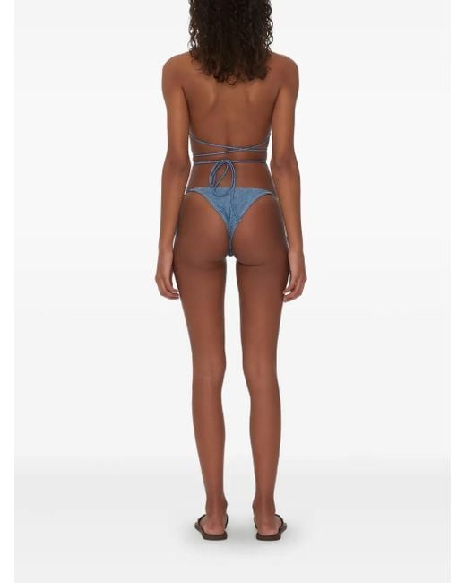 ROTATE BIRGER CHRISTENSEN Blue Denim-Print Bikini