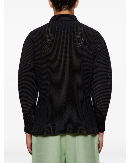 Homme Plissé Issey Miyake Black Pleated Shirt Jacket for men