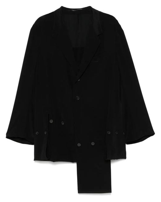 Yohji Yamamoto Black Silk Coat for men