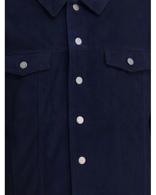 Altum Blue Suede Buttoned Jacket for men