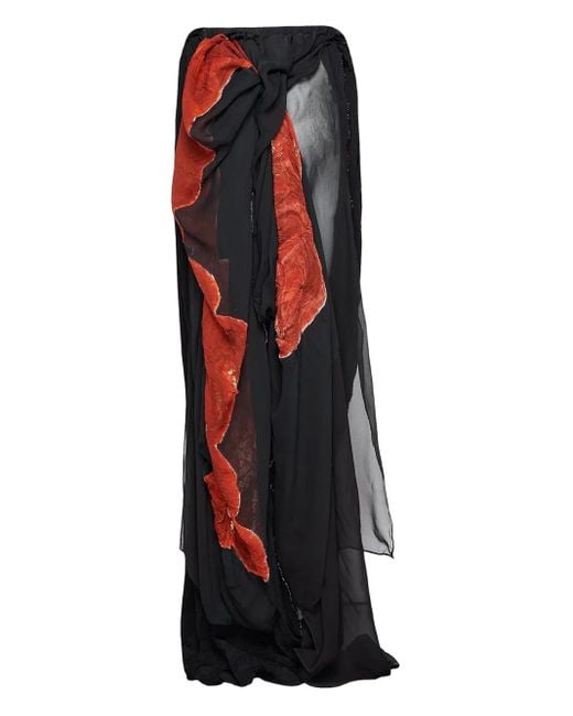 Yohji Yamamoto Draped Silk Skirt Black