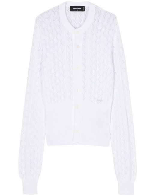 DSquared² White Open-knit Cotton Cardigan