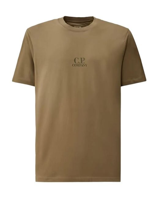 C P Company Green Logo-Print Cotton T-Shirt for men
