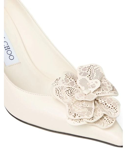 Jimmy Choo Natural Bomba Mimi 85Mm Flower-Appliqué Pumps