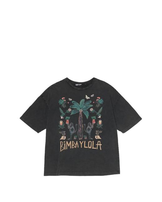 Bimba Y Lola Black Faded Jungle Logo T-Shirt