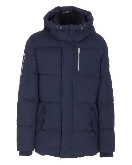 Moose Knuckles Blue Everest 3Q Removable-Hood Padded Jacket for men