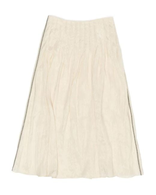 Bimba Y Lola Natural Pleated Side-Seam Skirt