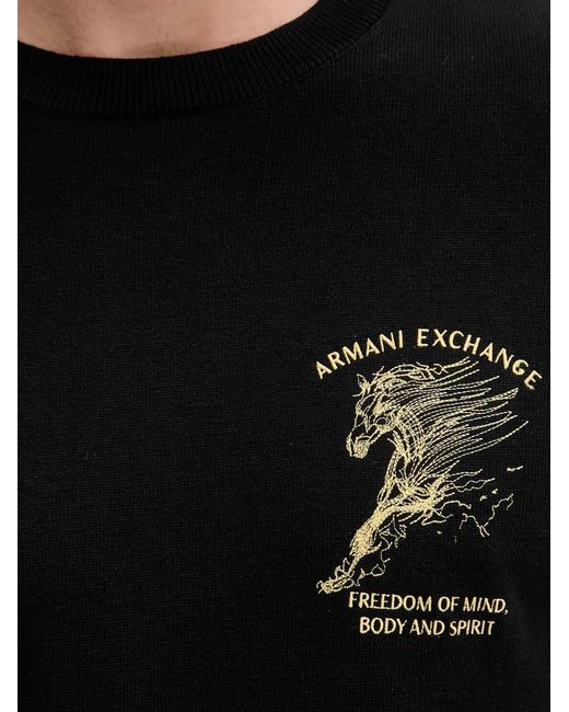 ARMANI EXCHANGE Black Graphic Crew-Neck Sweatshirt for men