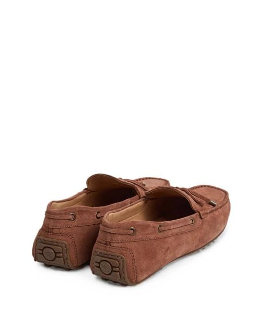 Hackett Brown Lace-Up Suede Driver Shoes for men