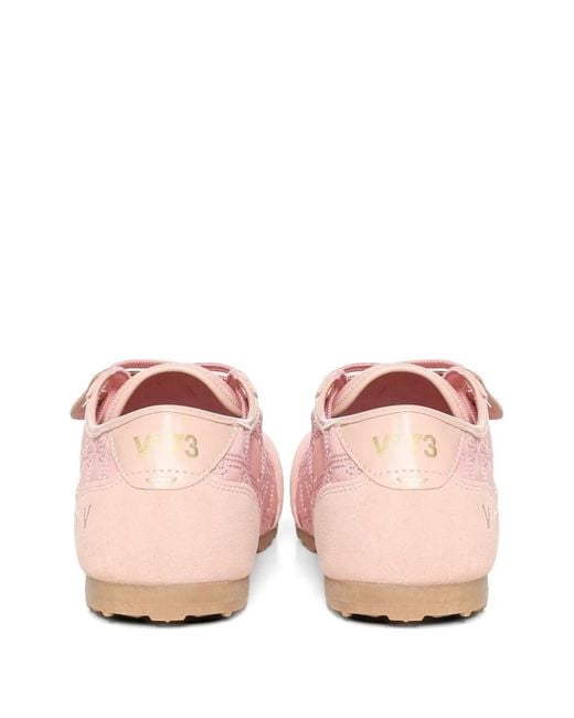 V73 Pink Foldy Monogram-Pattern Sneakers