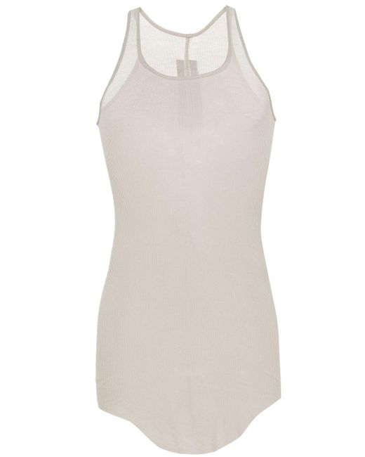 Rick Owens White Fine-ribbed Longline Tank Top for men