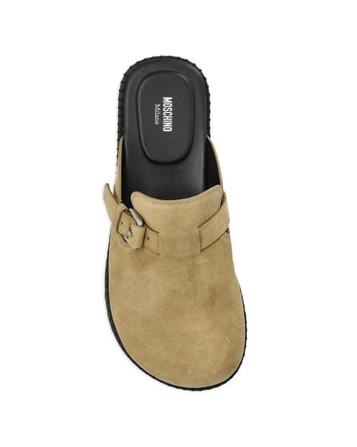 Moschino Natural Buckled Suede Mules for men