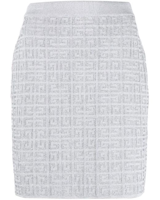 Givenchy White 4g Monogram-jacquard Mini Skirt