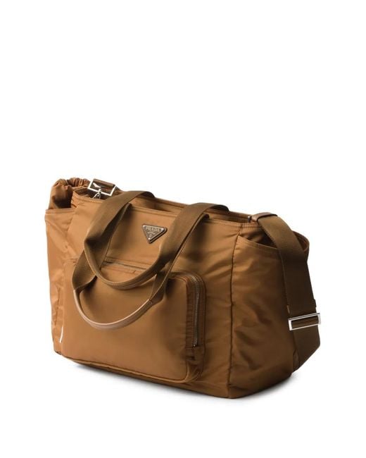 Prada Brown Logo-Plaque Tote Bag
