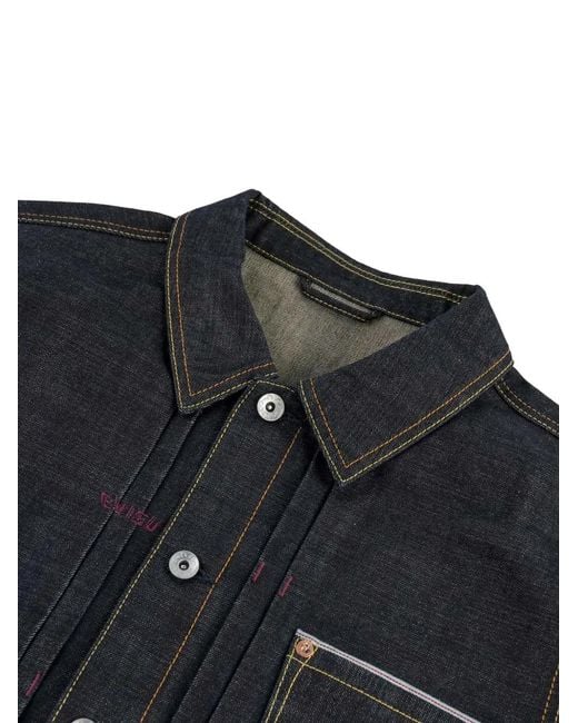 Evisu Black Dragon-Embroidered Denim Jacket for men