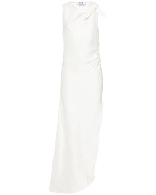 MSGM White Kleid mit Knotendetail